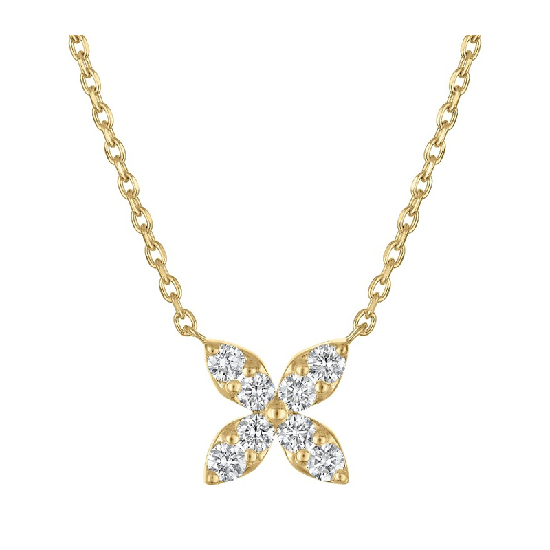 The Battery Park Diamond Flower Pendant in 14K White Gold. 