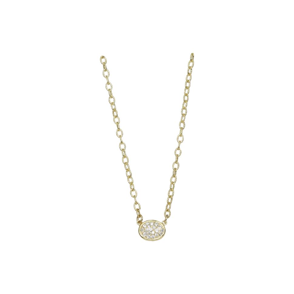 14kt Yellow Gold Oval Diamond Disc Necklace