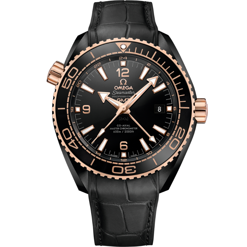 45.5 mm, Black Ceramic On Leather Strap With Rubber Lining