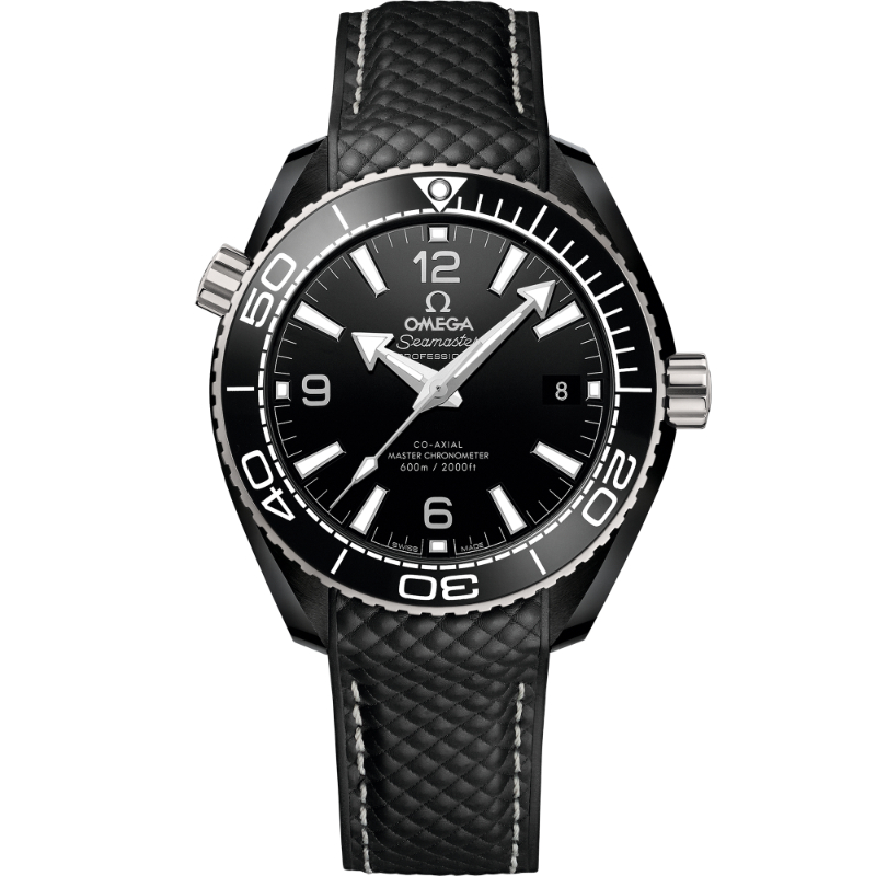 39.5 mm, Black Ceramic On Rubber Strap