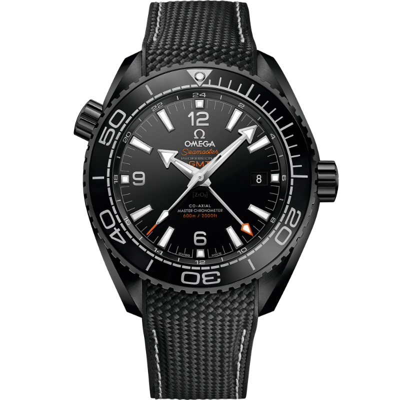 45.5 mm, Black Ceramic On Rubber Strap