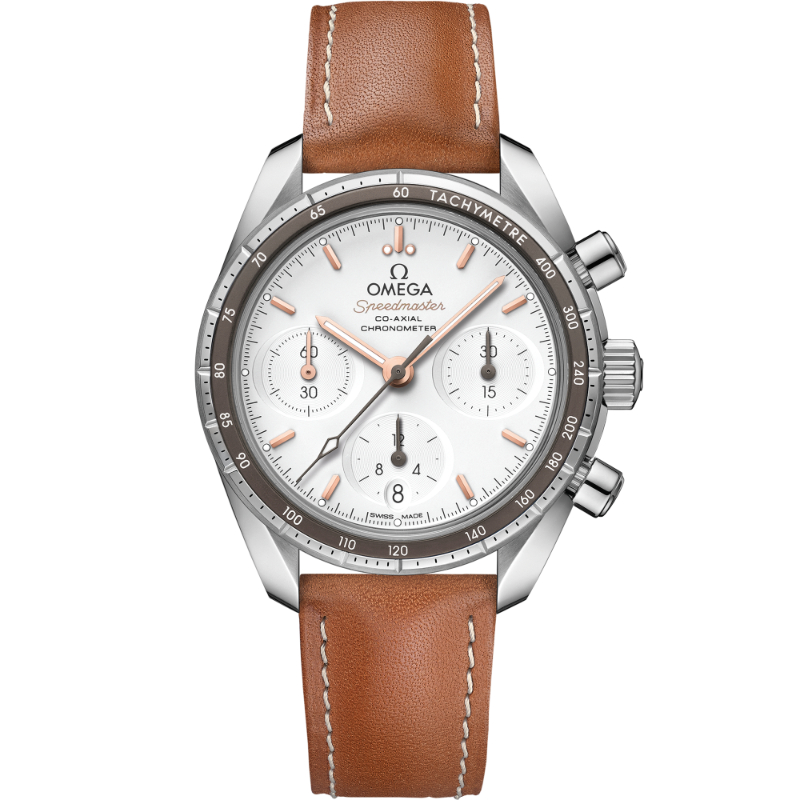 38 mm, Steel On Leather Strap