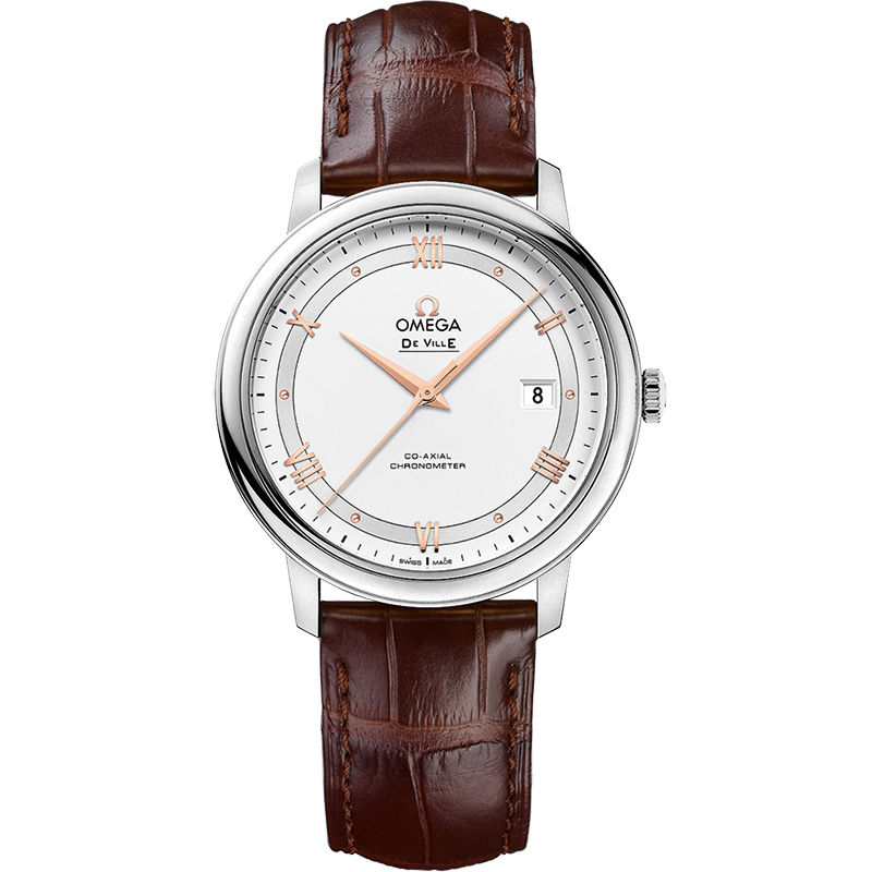 39.5 mm, Steel On Leather Strap