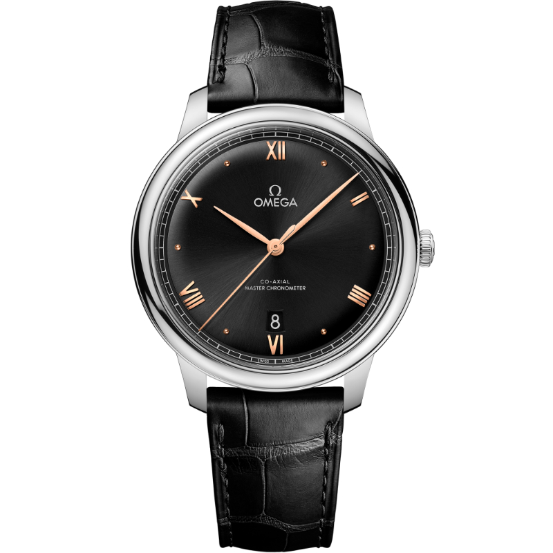 40 mm, Steel On Leather Strap