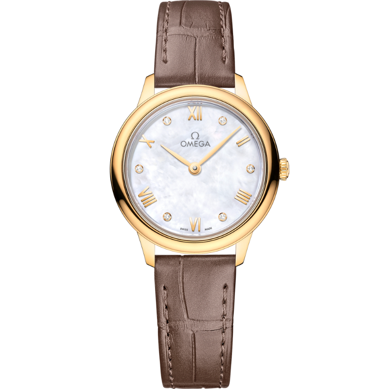 27.5 mm, Yellow Gold On Leather Strap