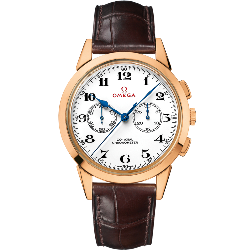 39 mm, Pink Gold On Leather Strap