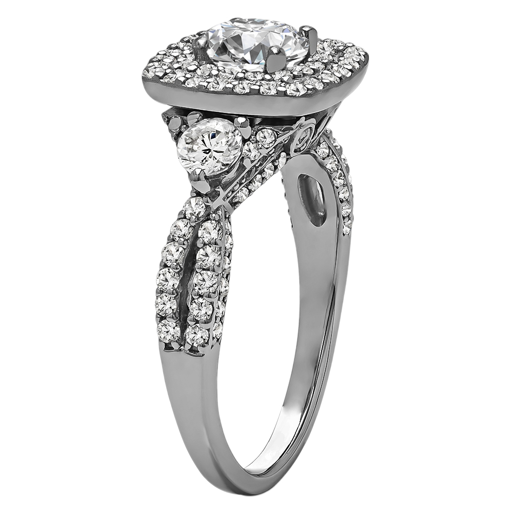Round Cut Halo Diamond Vintage Semi Mount Engagement Ring