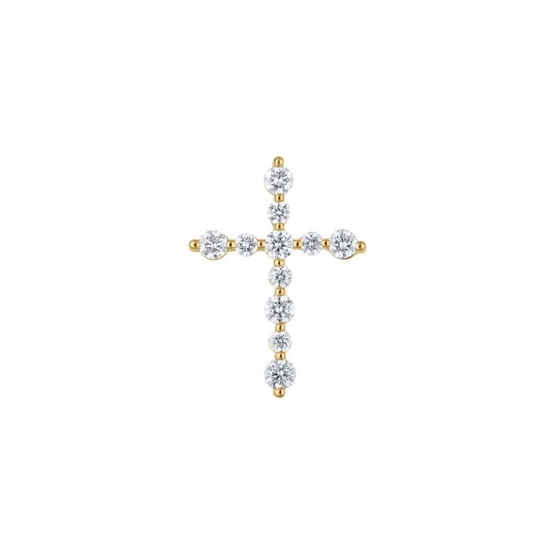 The Trinity Cross Necklace in 14K Yellow Gold with .25K Diamonds.