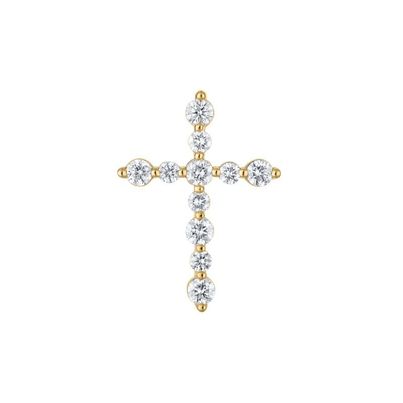 The 14k Yellow Gold Trinity Cross Necklace with Diamonds. .50ctw