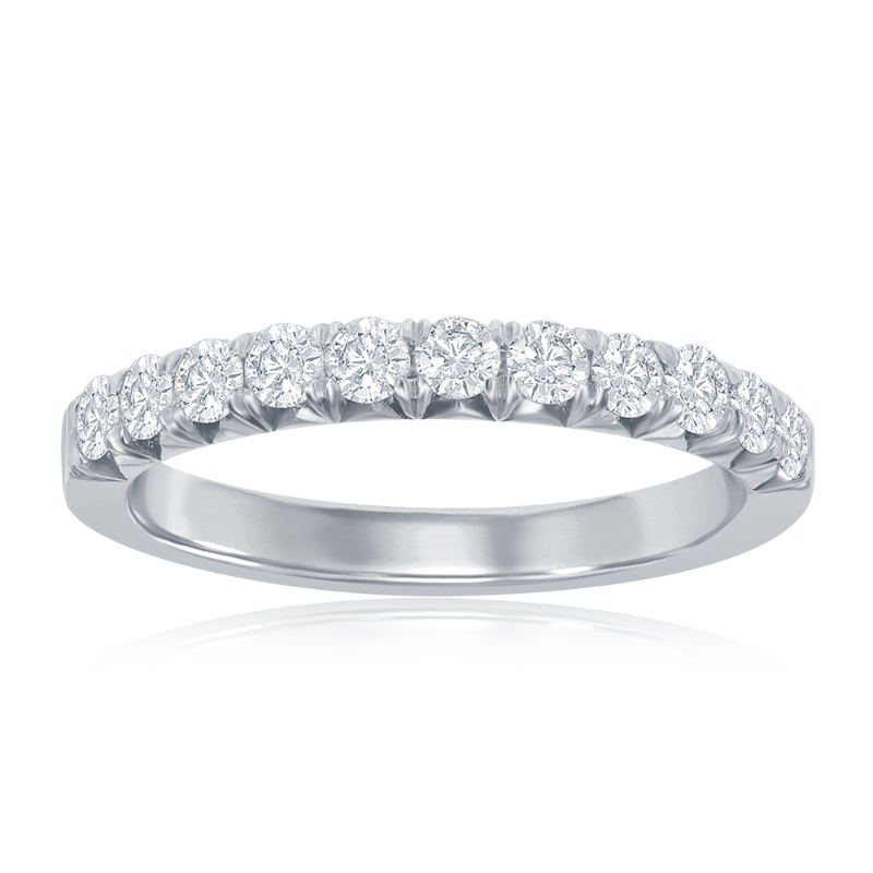 14K White Gold French Pav&eacute; Diamond Band