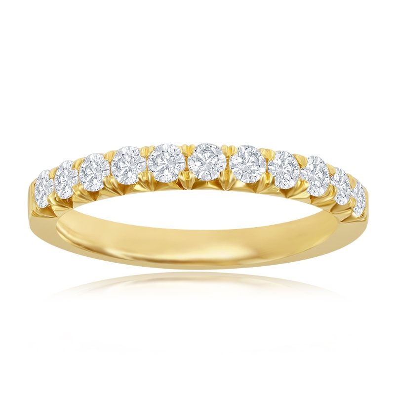 14K Yellow Gold French Pav&eacute; Diamond Band