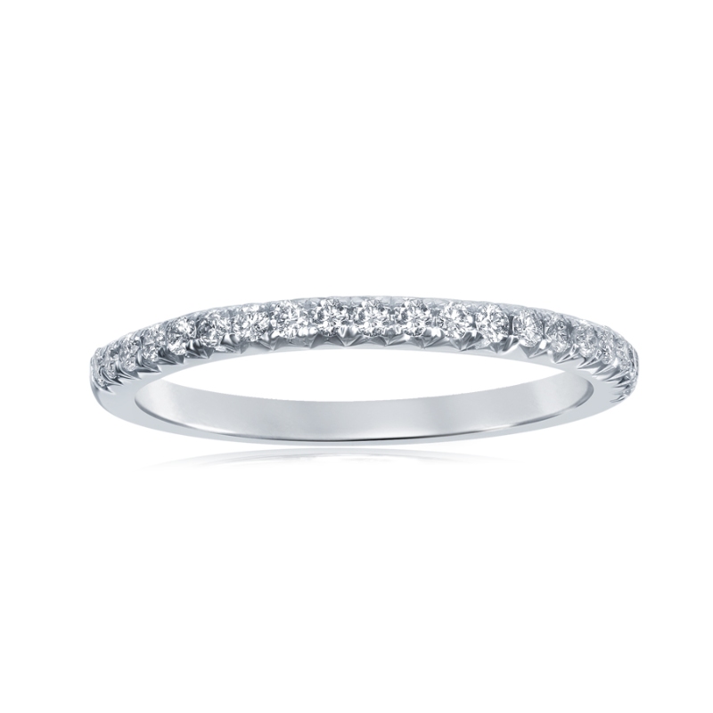 14K White Gold French Pav&eacute; Diamond Band