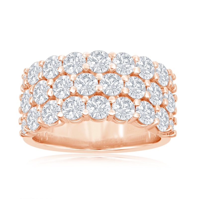 14K Rose Gold Three Row Pav&eacute; Anniversary Band