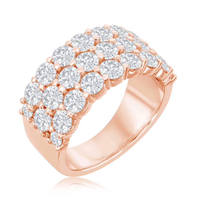 14K Rose Gold Three Row Pav&eacute; Anniversary Band