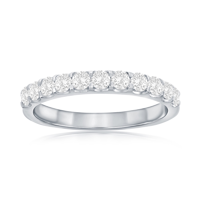 14K White Gold Shared Prong Diamond Band