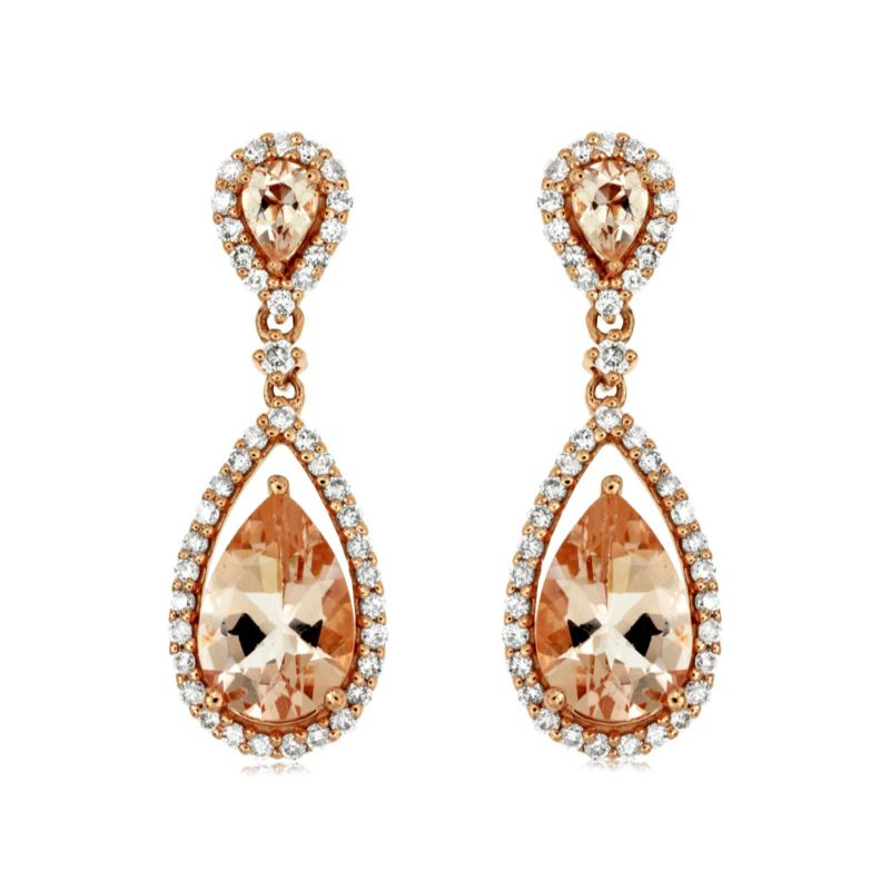 14KR Morganite & Diamond Earrings
