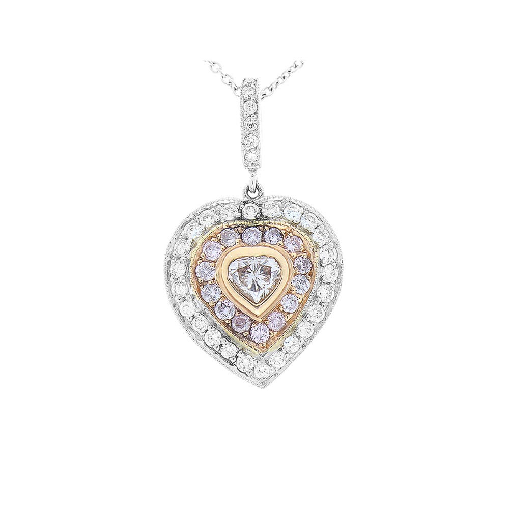 18K White Gold Diamond Gemstone Pendant