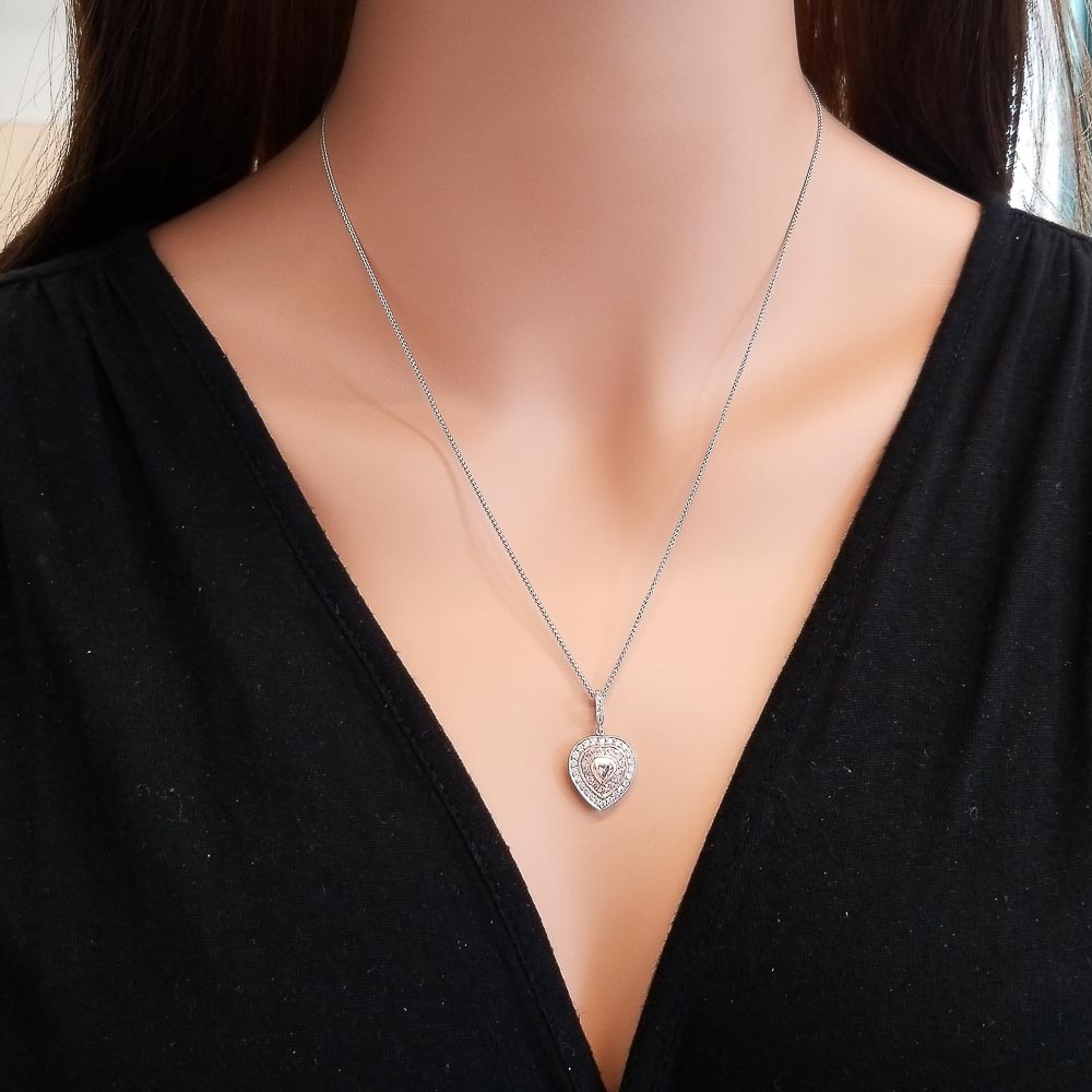 18K White Gold Diamond Gemstone Pendant