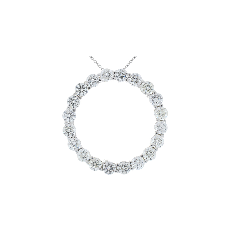 18K White Gold Diamond Gemstone Pendant
