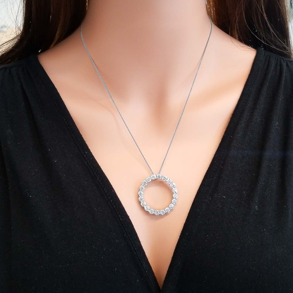 18K White Gold Diamond Gemstone Pendant