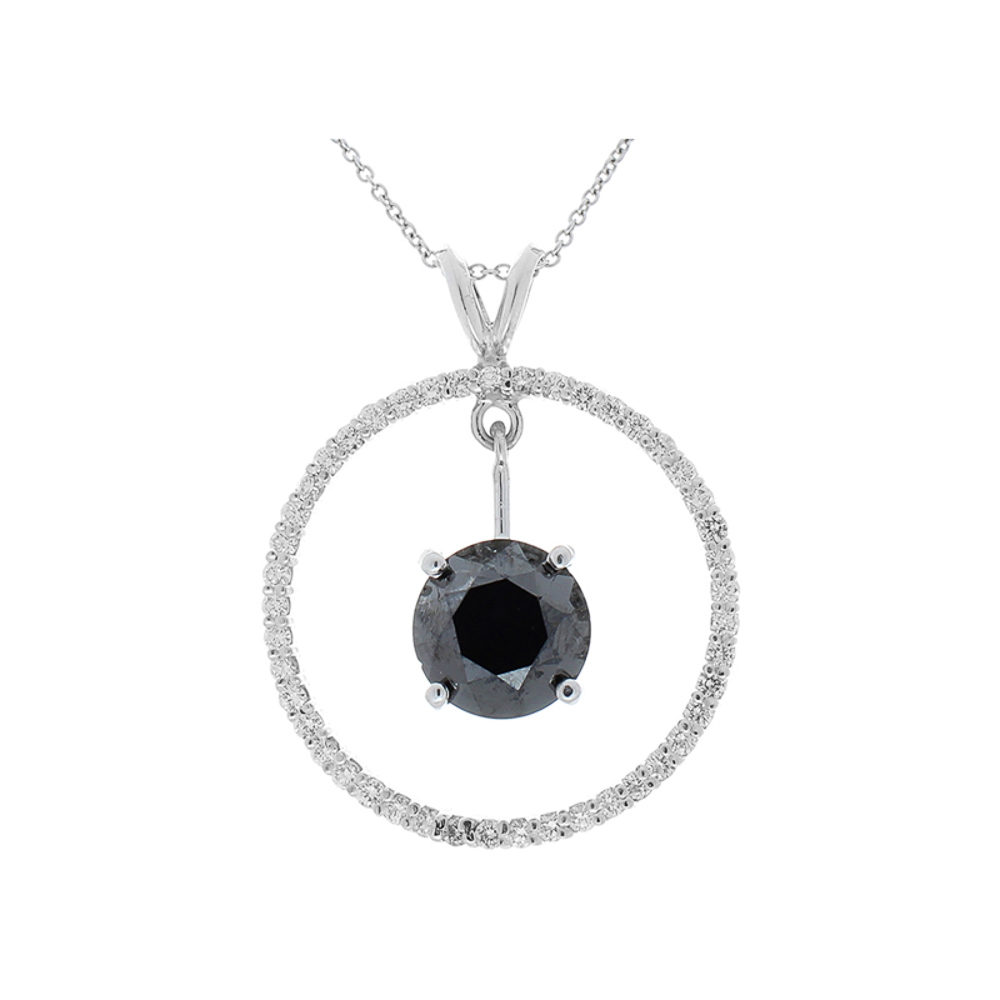 14K White Gold Diamond Gemstone Pendant