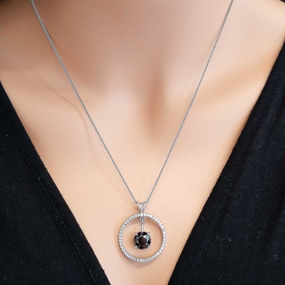 14K White Gold Diamond Gemstone Pendant