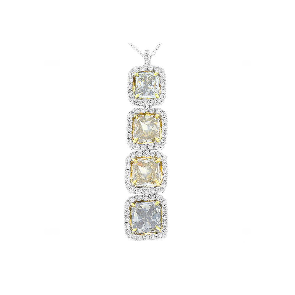 18K White Gold Diamond Gemstone Pendant