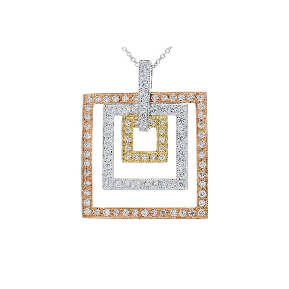 14K Two-Tone Diamond Gemstone Pendant