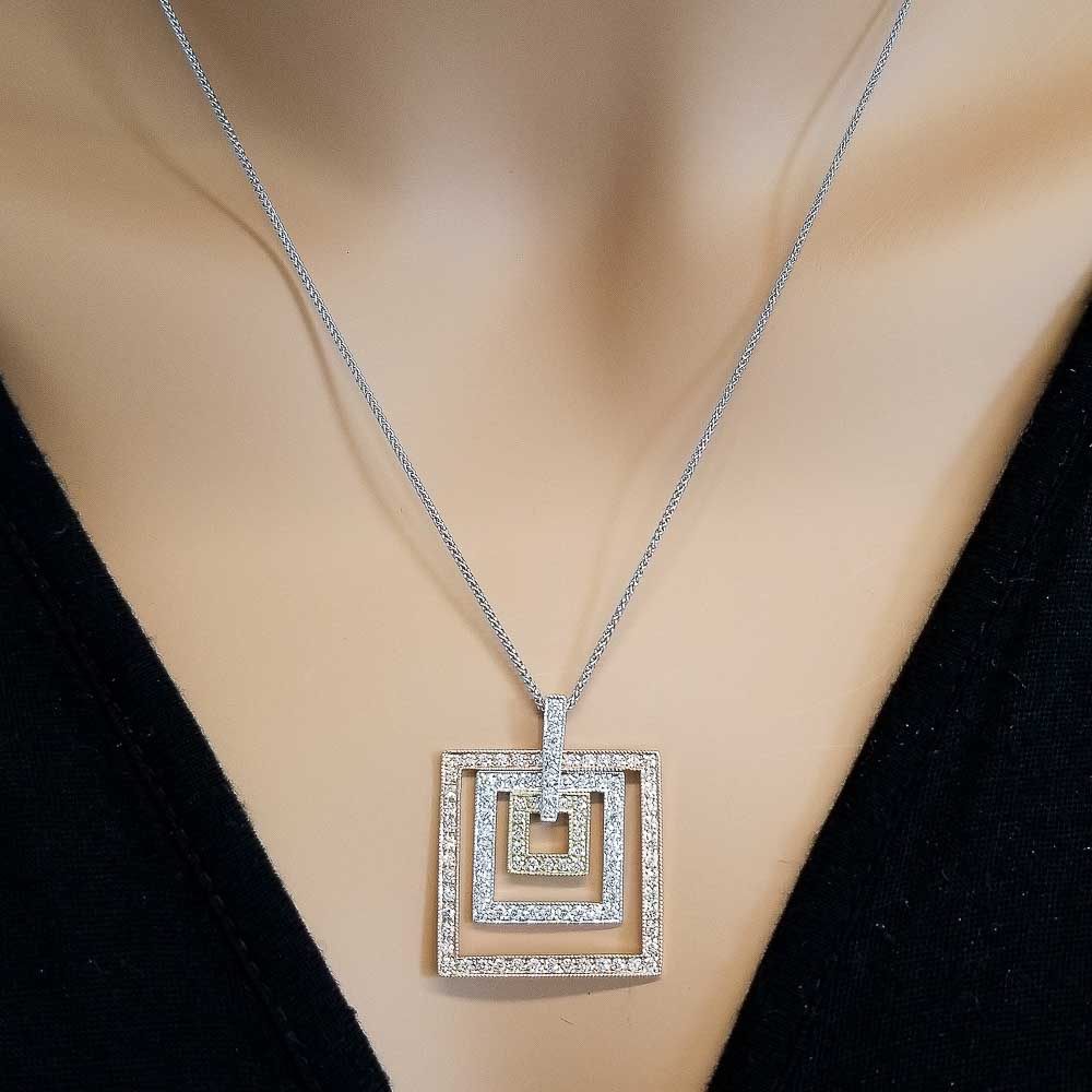 14K Two-Tone Diamond Gemstone Pendant