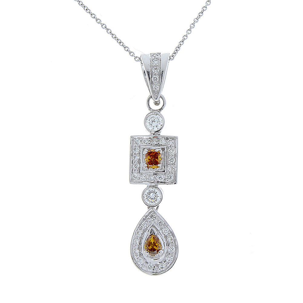 18K White Gold Diamond Gemstone Pendant