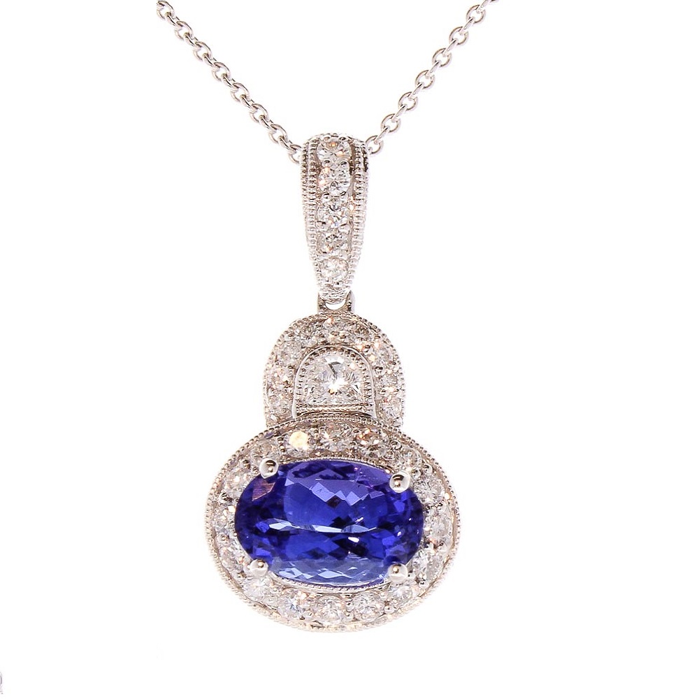 18K White Gold Tanzanite Gemstone Pendant