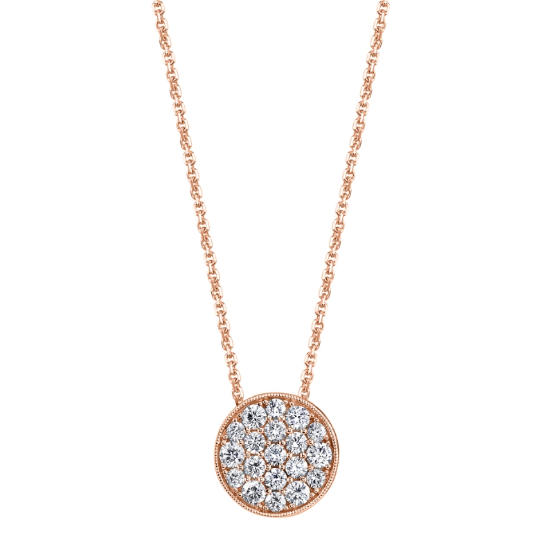 Round Pave Diamond Necklace