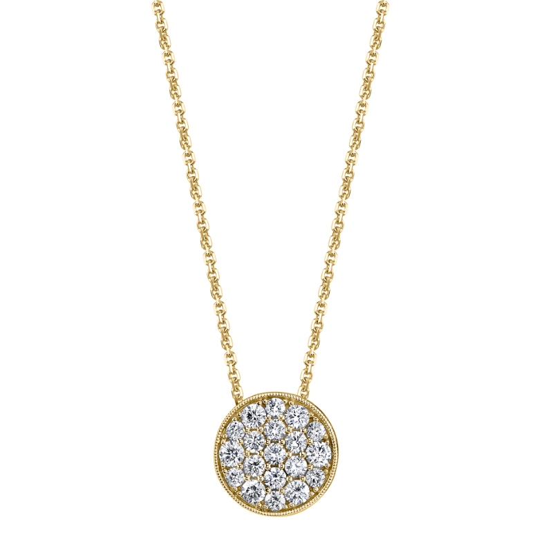 Round Pave Diamond Necklace