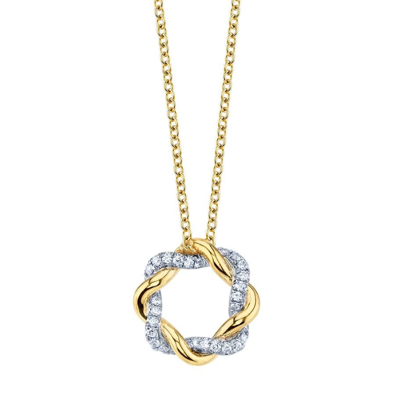 Two-Tone Diamond Swirl Pendant