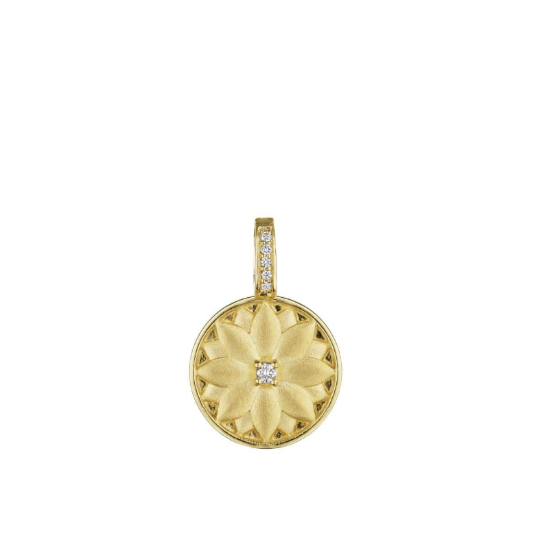 Gold And Diamond Lotus Medallion
