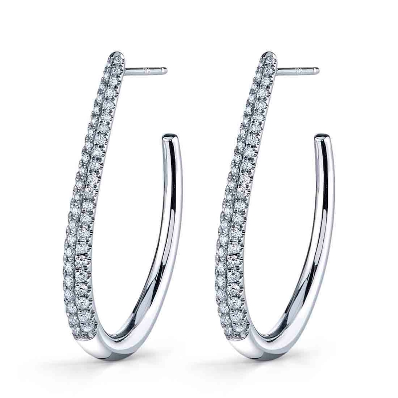 Unique Pave Diamond Hoop Earrings