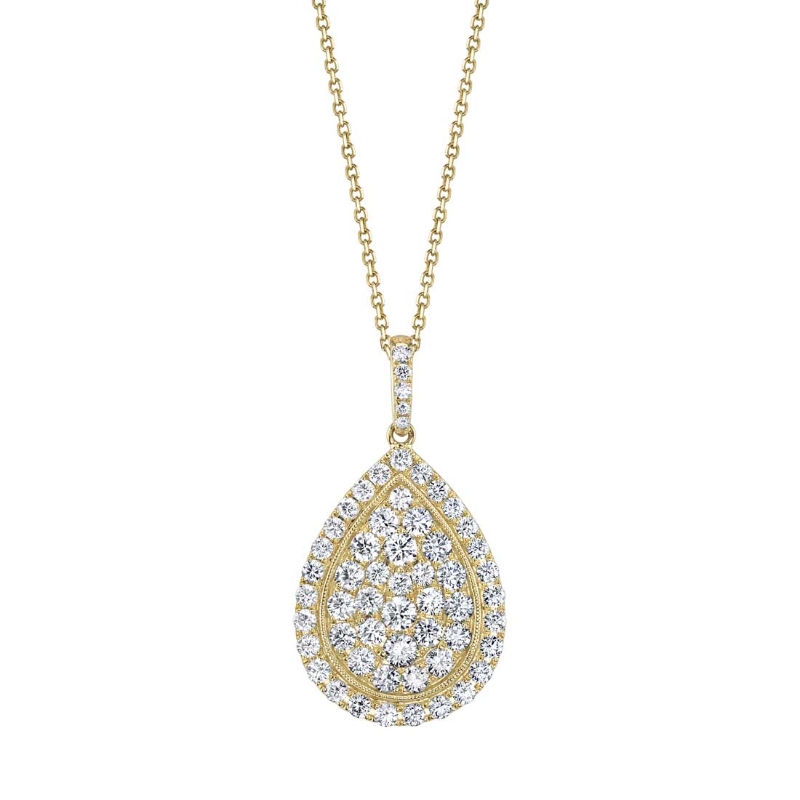 Pear Shaped Diamond Pendant in Yellow Gold