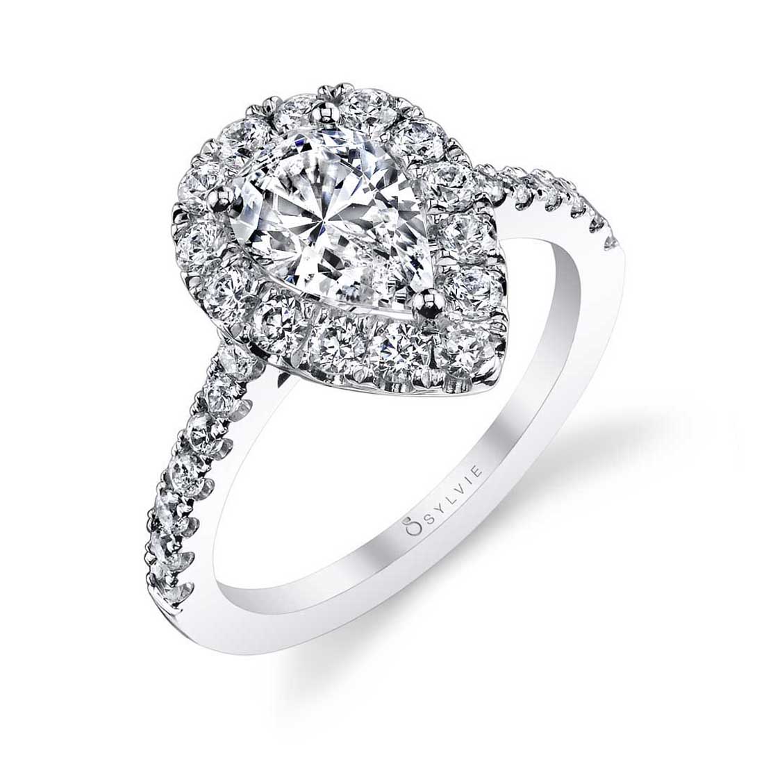 Pear Shaped Classic Halo Engagement Ring - Jacalyn