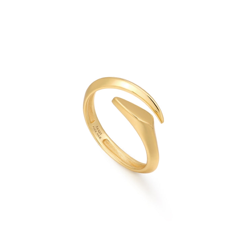 ANIA HAIE 14K GOLD PLATED ON STERLING SILVER GOLD ARROW TWIST ADJUSTABLE RING