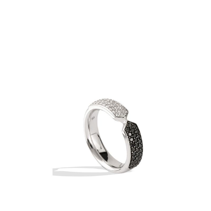 Sterling Silver Black & White Diamond Touch Band Ring
