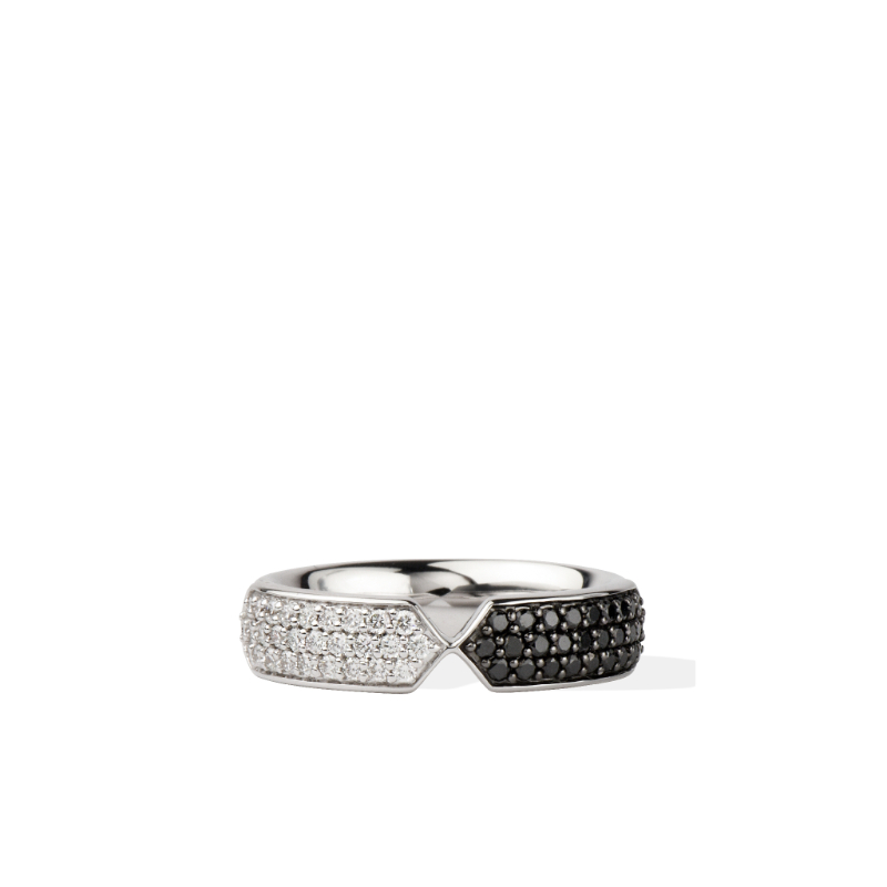 Sterling Silver Black & White Sapphire Touch Band Ring