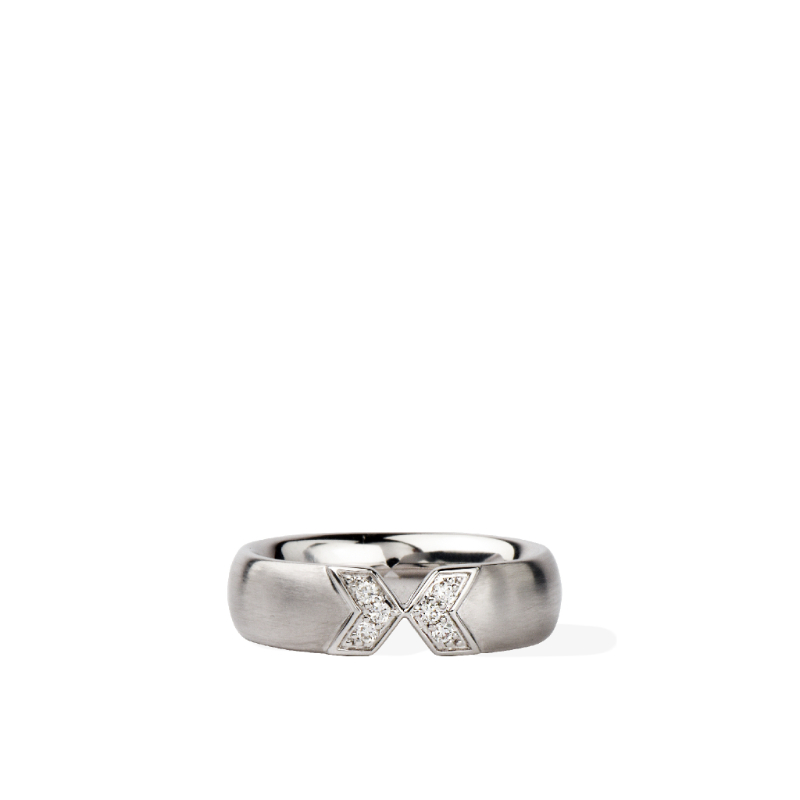 14K Solid Gold White Diamond Touch Band Ring