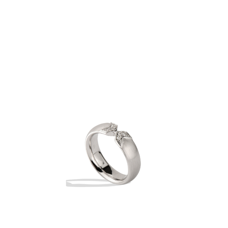18K Solid Gold White Diamond Touch Band Ring