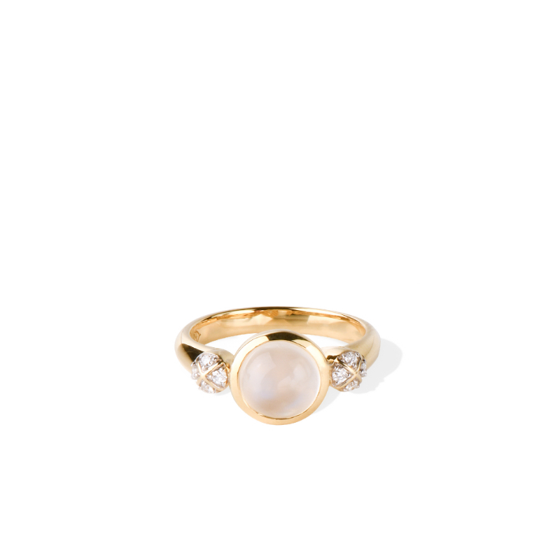 14K Solid Gold Natural White Diamond Ethiopian Opal Ring