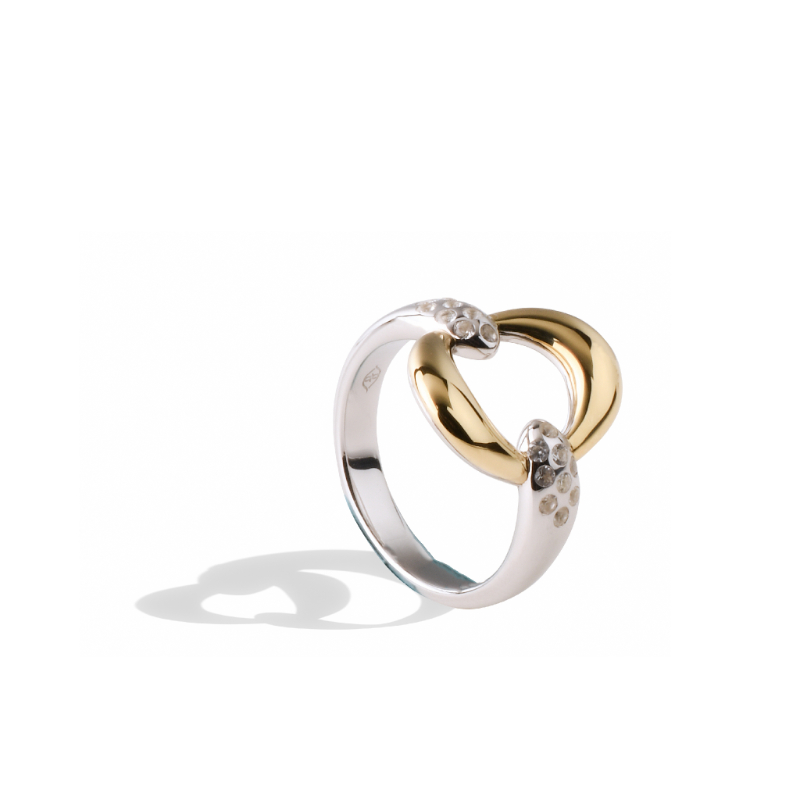 14K Solid Gold Sterling Silver White Sapphire Knocker Ring