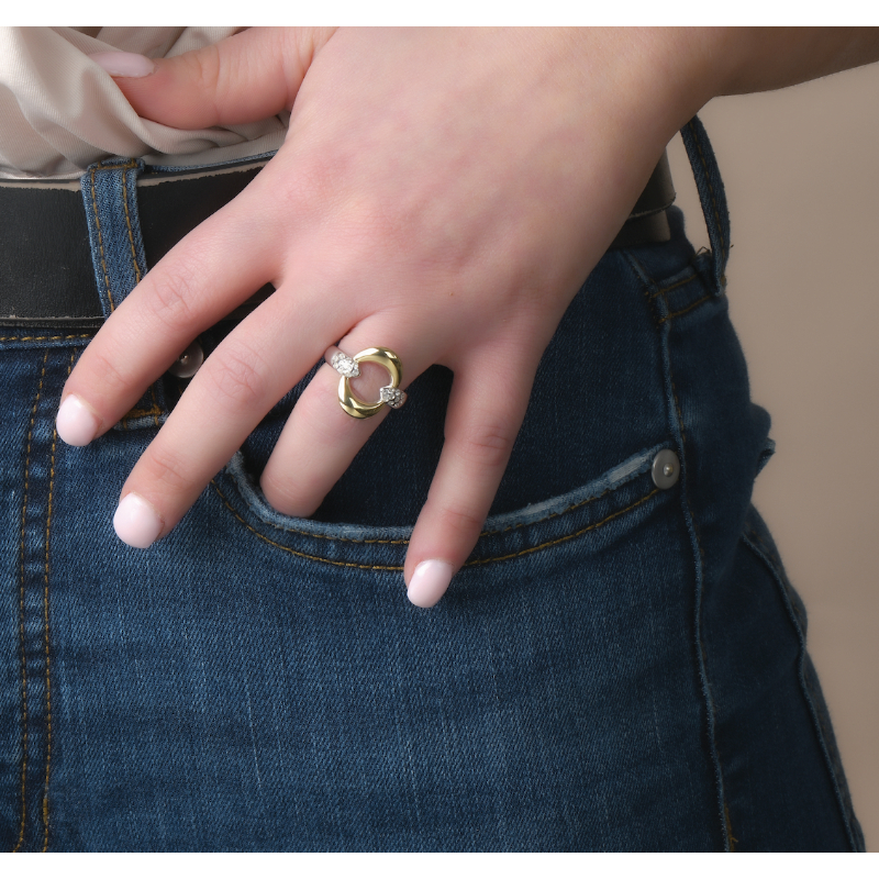 18K Solid Gold Sterling Silver White Sapphire Knocker Ring