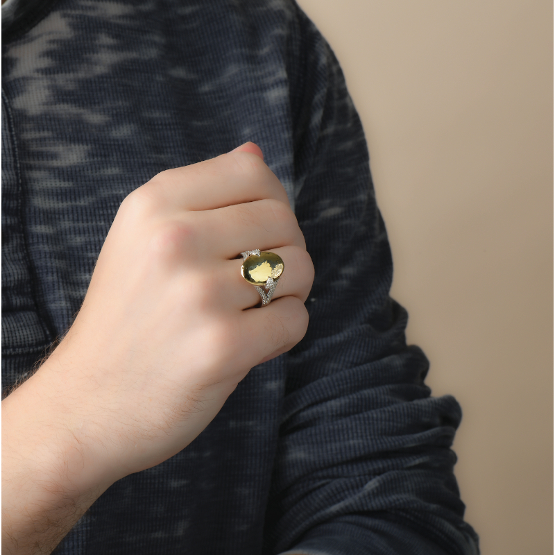14K Solid Gold Sterling Silver White Sapphire Hammered Rings