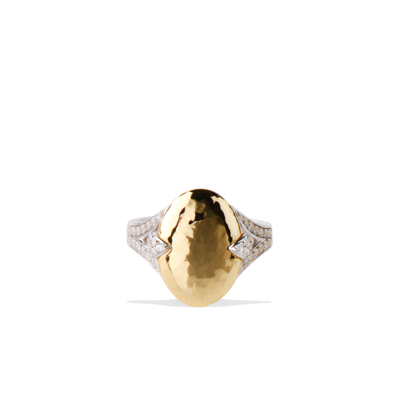 14K Solid Gold Sterling Silver White Sapphire Hammered Rings