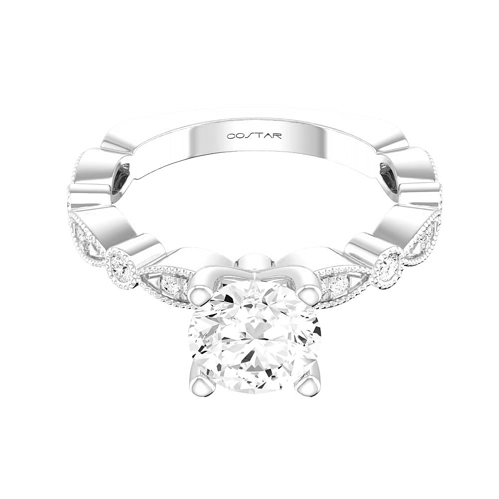 14K White Gold Semi Mount Semi Mount Non-Halo Engagement Ring