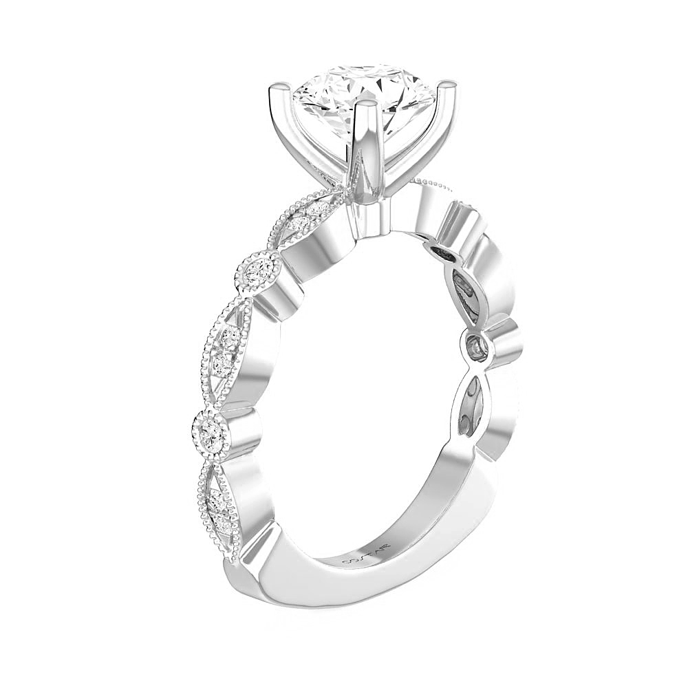 14K White Gold Semi Mount Semi Mount Non-Halo Engagement Ring